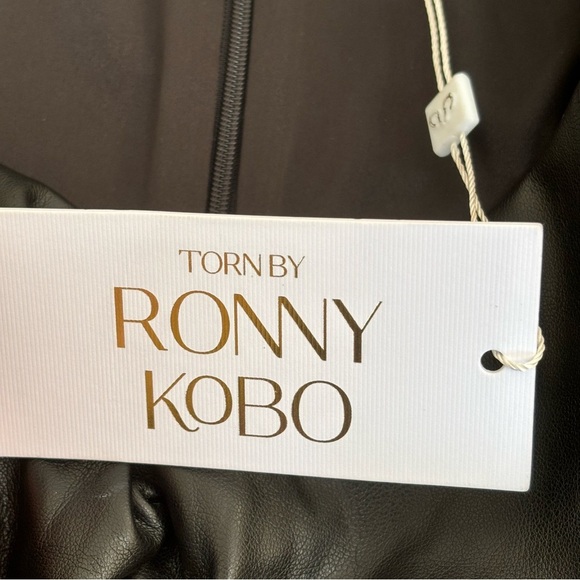 Torn by Ronny Kobo Gemma Faux Leather Cutout Mini Dress Bodycon Black S New - Picture 12 of 15